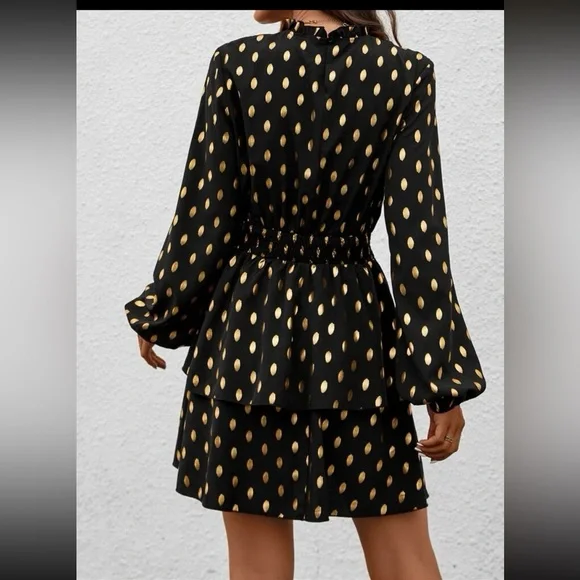 Luxe layered ruffle hem high waist mini dress - Picture 2 of 4